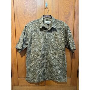 Johari West Brown Batik Button-Down Shirt Men’s Large 100% Cotton